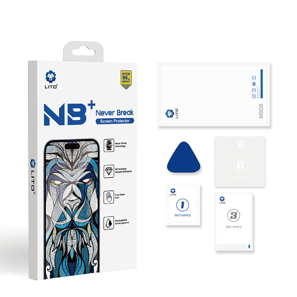 Lito NB Screen Protector for Apple iPhone 17 / 16 Pro, Tempered Glass, Full Glue, Black