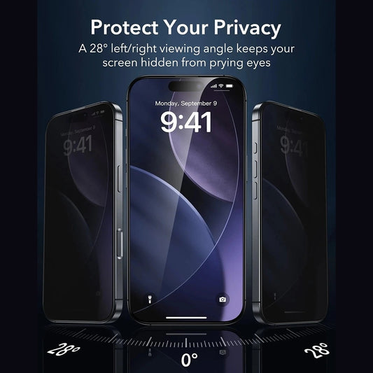 Προστατευτική Μεμβράνη Οθόνης Privacy ESR Armorite UltraFit για Apple iPhone 17 Pro, Ενισχυμένο Γυαλί, Full Glue, Σετ 3 τεμαχίων