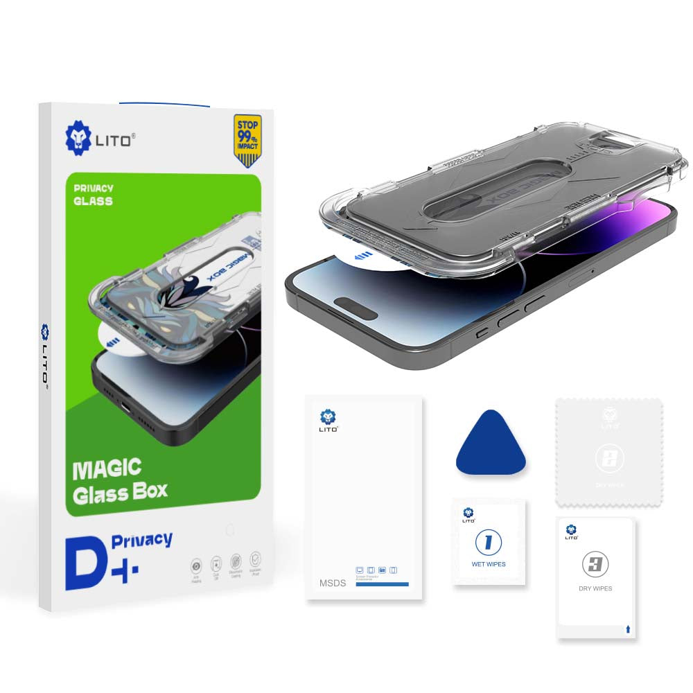 Προστατευτική μεμβράνη οθόνης Privacy Lito Magic Glass Box D+ Tools για Apple iPhone 11 Pro Max, Ασφαλισμένο γυαλί, Πλήρης κόλλα