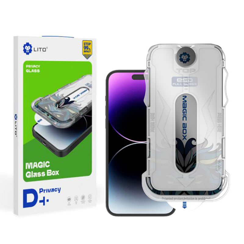 Προστατευτική μεμβράνη οθόνης Privacy Lito Magic Glass Box D+ Tools για Apple iPhone 12 Pro Max, Ασφαλισμένο γυαλί, Πλήρης κόλλα