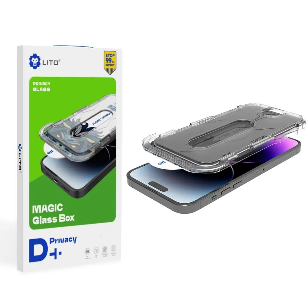 Προστατευτική μεμβράνη οθόνης Privacy Lito Magic Glass Box D+ Tools για Apple iPhone 12 Pro Max, Ασφαλισμένο γυαλί, Πλήρης κόλλα