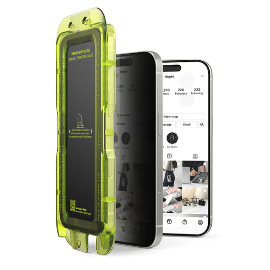 Προστατευτική μεμβράνη οθόνης Privacy Ringke Easy Slide για Apple iPhone 17 Air, ασφαλισμένο γυαλί, πλήρης κόλλα, σετ 2 τεμαχίων
