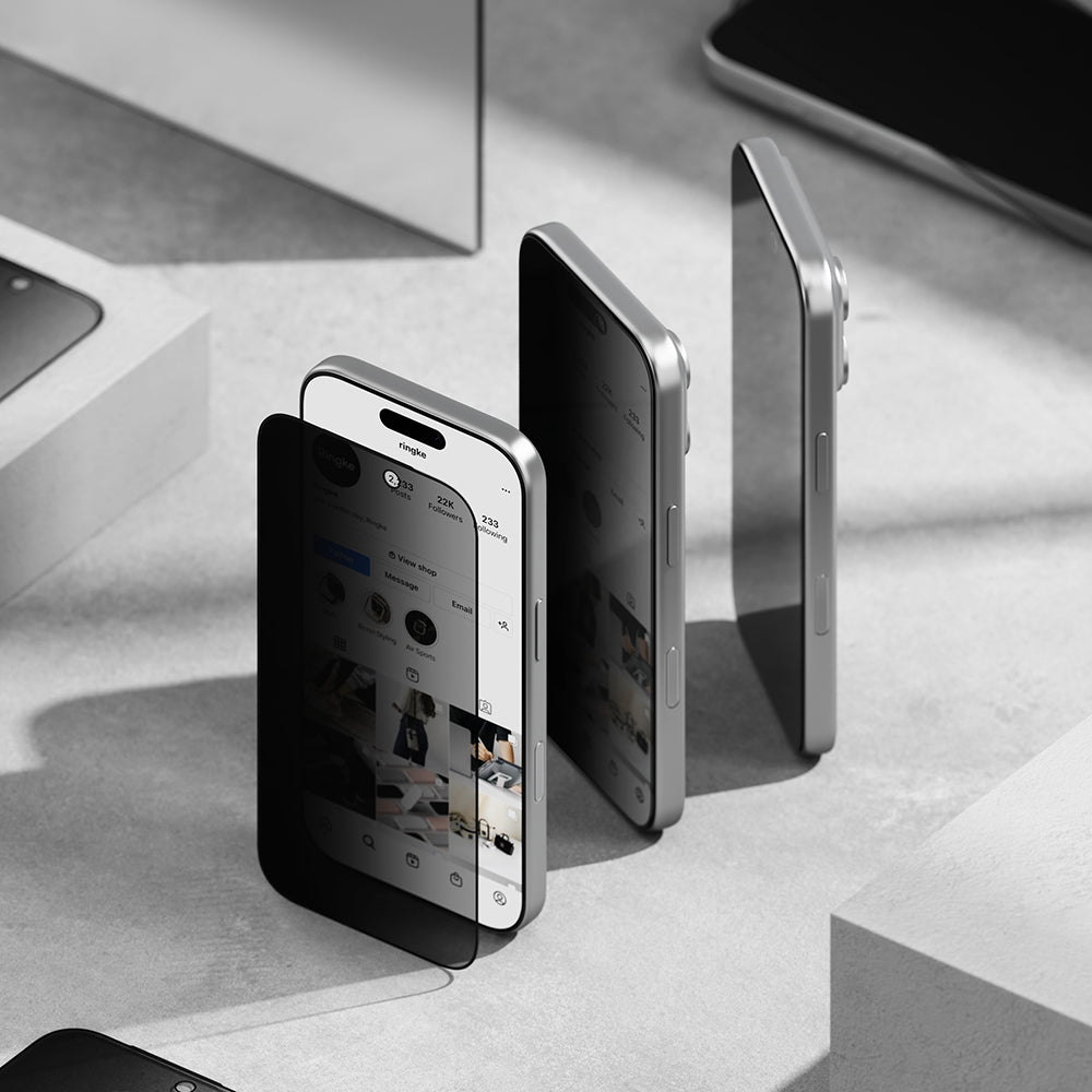 Προστατευτική μεμβράνη οθόνης Privacy Ringke Easy Slide για Apple iPhone 18 Pro, Ασφαλισμένο γυαλί, Πλήρης κόλλα, Σετ 2 τεμαχίων