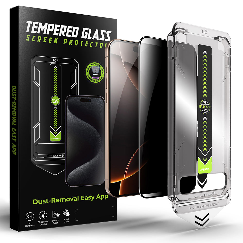 Privacy Screen Protector Techsuit TitanGlass for Apple 17 Pro Max, Tempered Glass, Full Glue