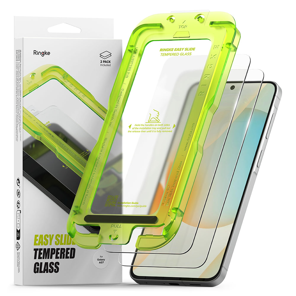 Προστατευτική Μεμβράνη Οθόνης Ringke Easy Slide για Samsung Galaxy A57 5G, Ενισχυμένο Γυαλί, Πλήρης Κόλληση, Σετ 2 τεμαχίων