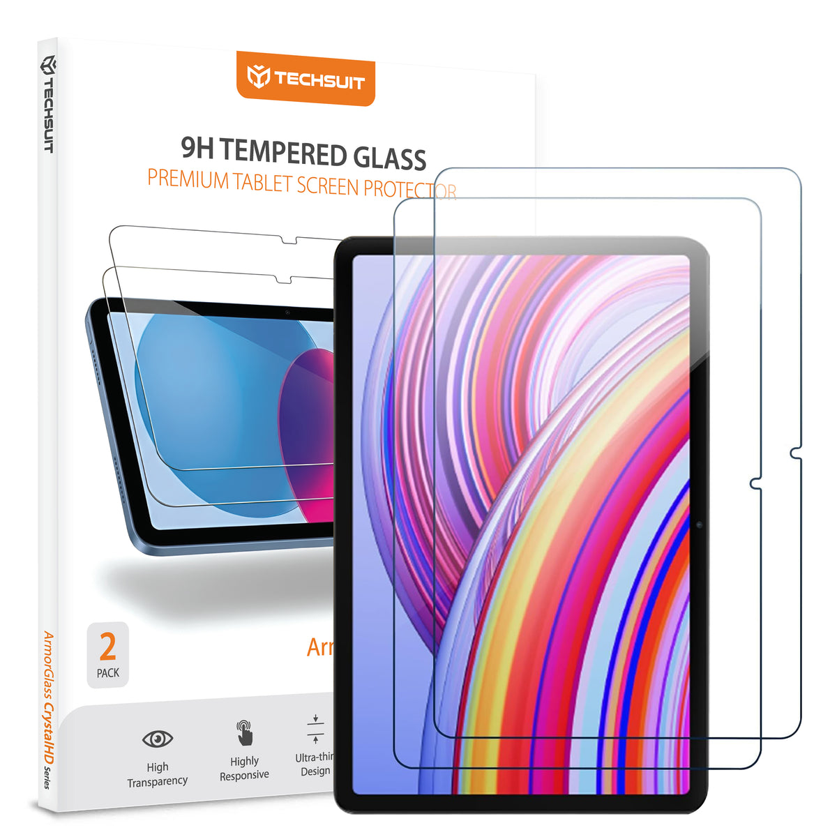 Techsuit ArmorGlass CrystalHD Screen Protector for Xiaomi Redmi Pad Pro / Pad Pro 5G / Poco Pad, Tempered Glass, Full Glue, Set of 2 Pieces