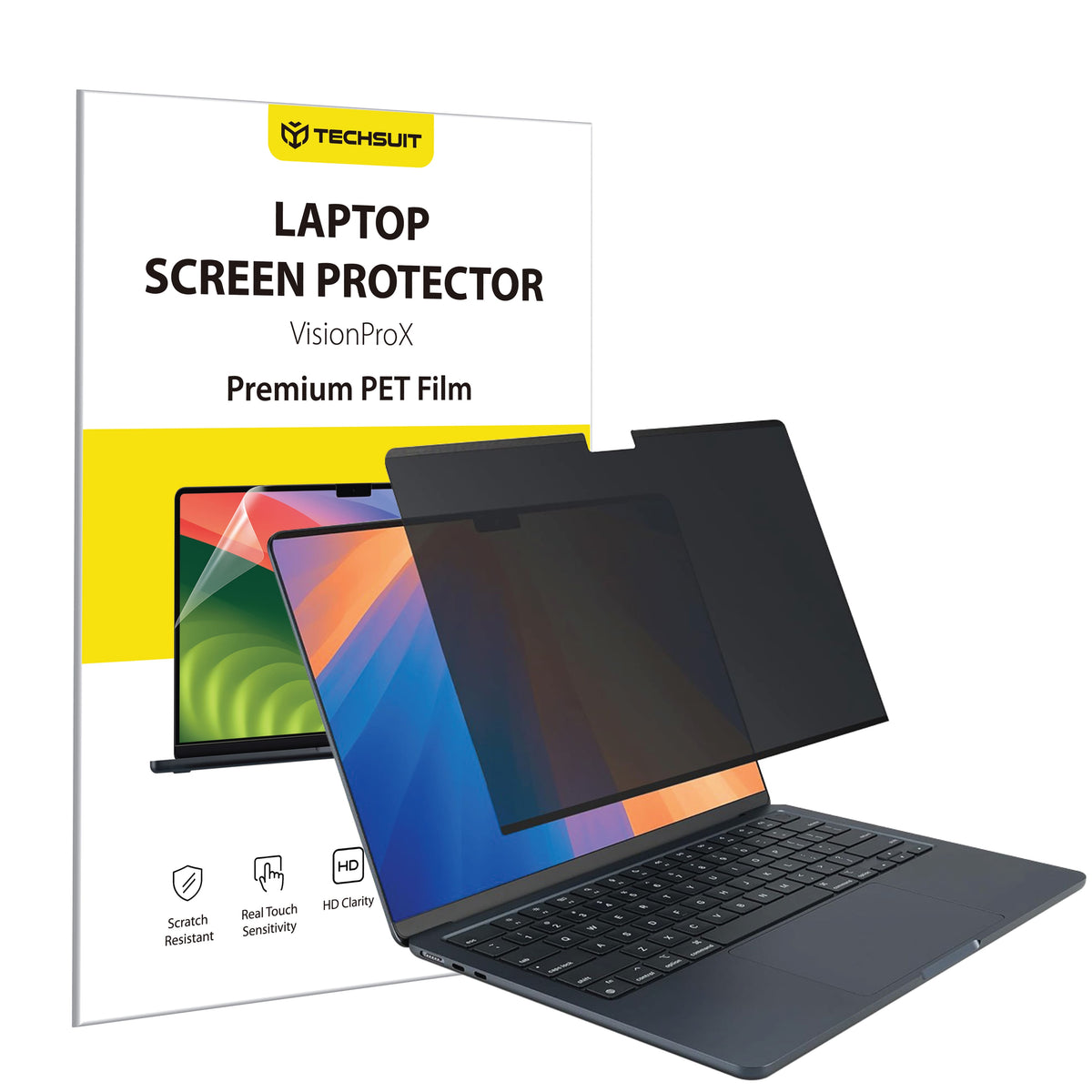 Techsuit VisionProX Privacy Screen Protector Film for Apple MacBook Air 13inch (2026) / (2025), Plastic