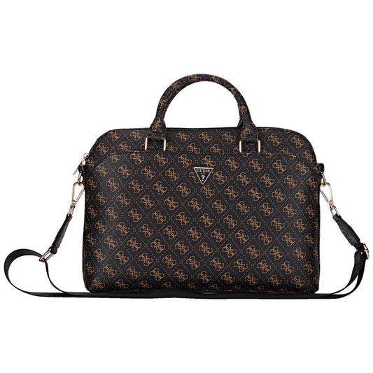 Τσάντα Guess 4G Triangle Logo για Laptop 15inch, Μαύρη Καφέ
