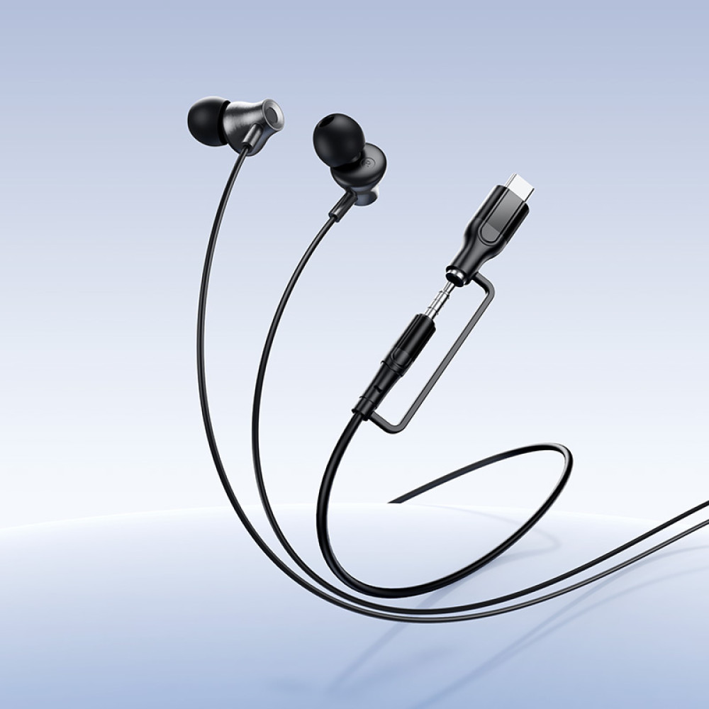 Handsfree 3.5mm / USB-C HOCO M119A, Black