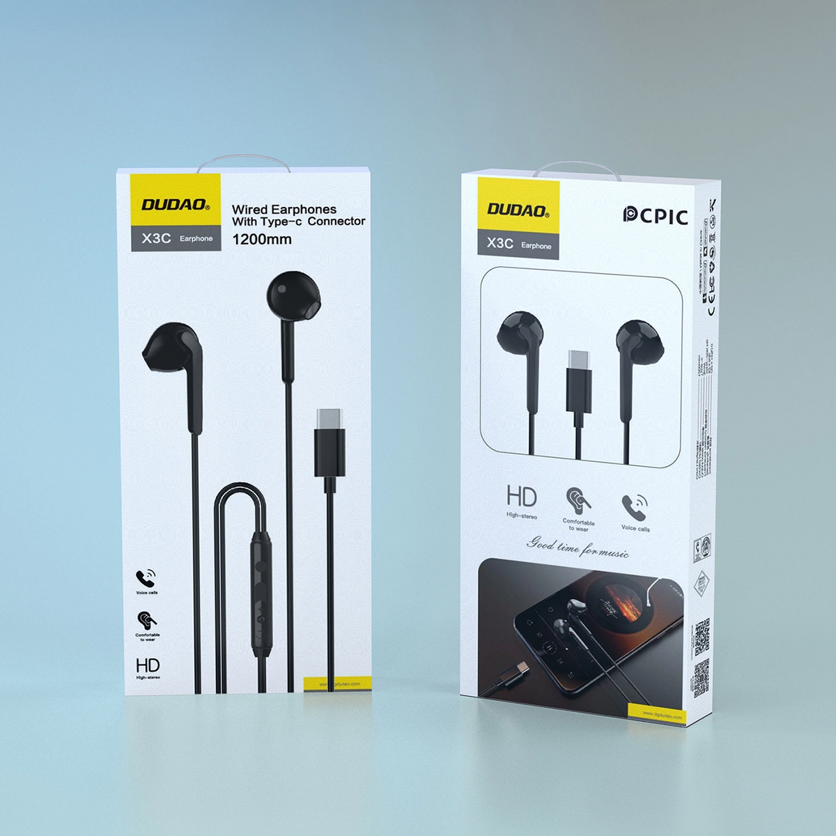 Handsfree USB-C Dudao X3C, Μαύρο