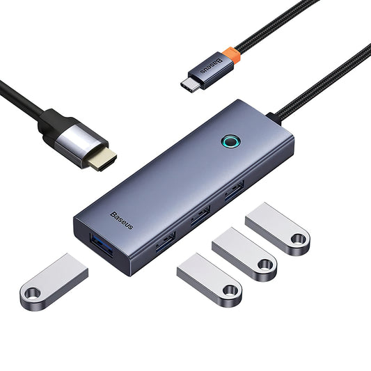 Hub USB-C Baseus UltraJoy, 4 x USB-A 3.0 - 1 x HDMI, Γκρι B00052809813-00