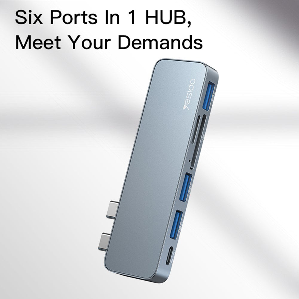 USB-C Hub Yesido HB10 για Apple MacBook Pro / Air Series, 6σε1, Γκρι