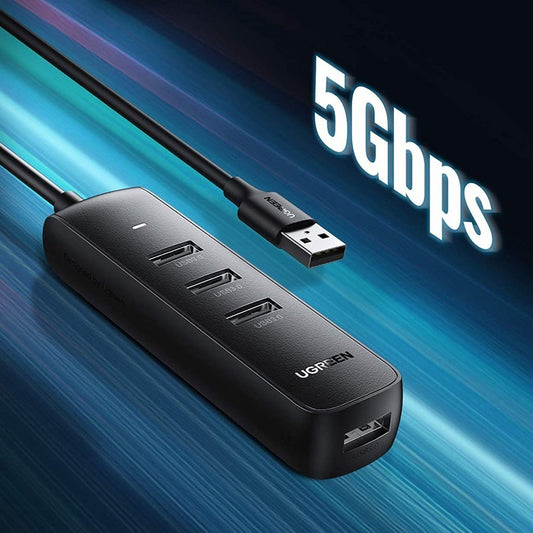 Hub USB UGREEN CM416, 4 x USB-A 3.0, 0.25m, Μαύρο
