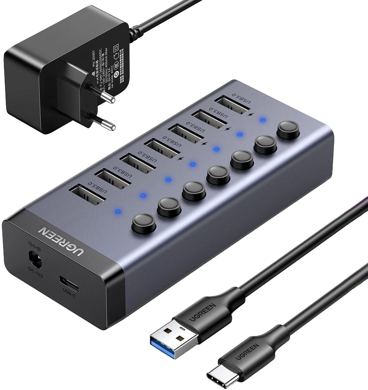 Hub USB UGREEN CM481, 7 x USB-A 3.0, Γκρι