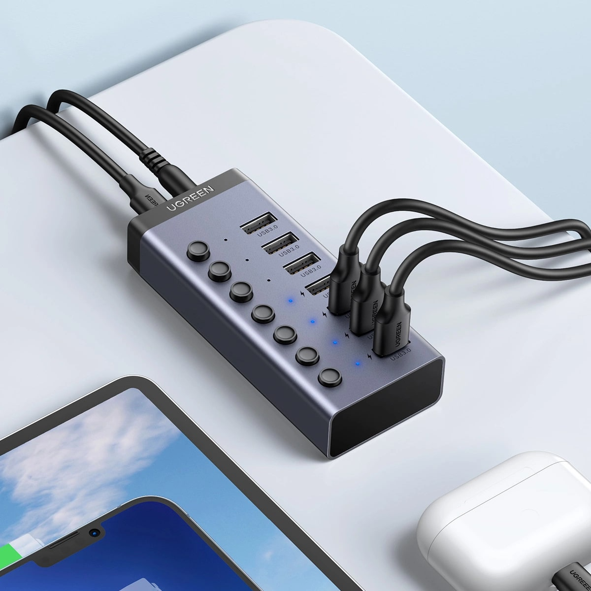 Hub USB UGREEN CM481, 7 x USB-A 3.0, Γκρι
