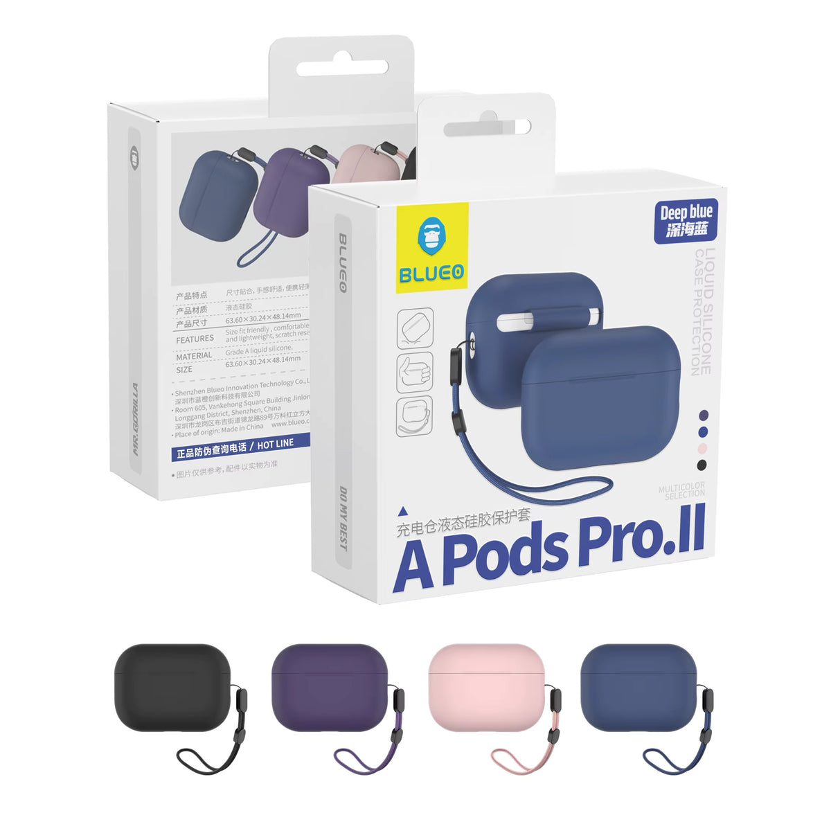 Blueo Liquid Case for Apple AirPods Pro 2, Navy Blue
