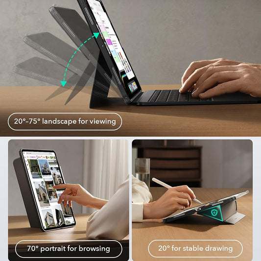 Θήκη με Πληκτρολόγιο για Apple iPad Air 11 (2026) / iPad Air 11 (2025) / Air 11 (2024) / Air (2022) / Air (2020), ESR, Shift, Γκρι