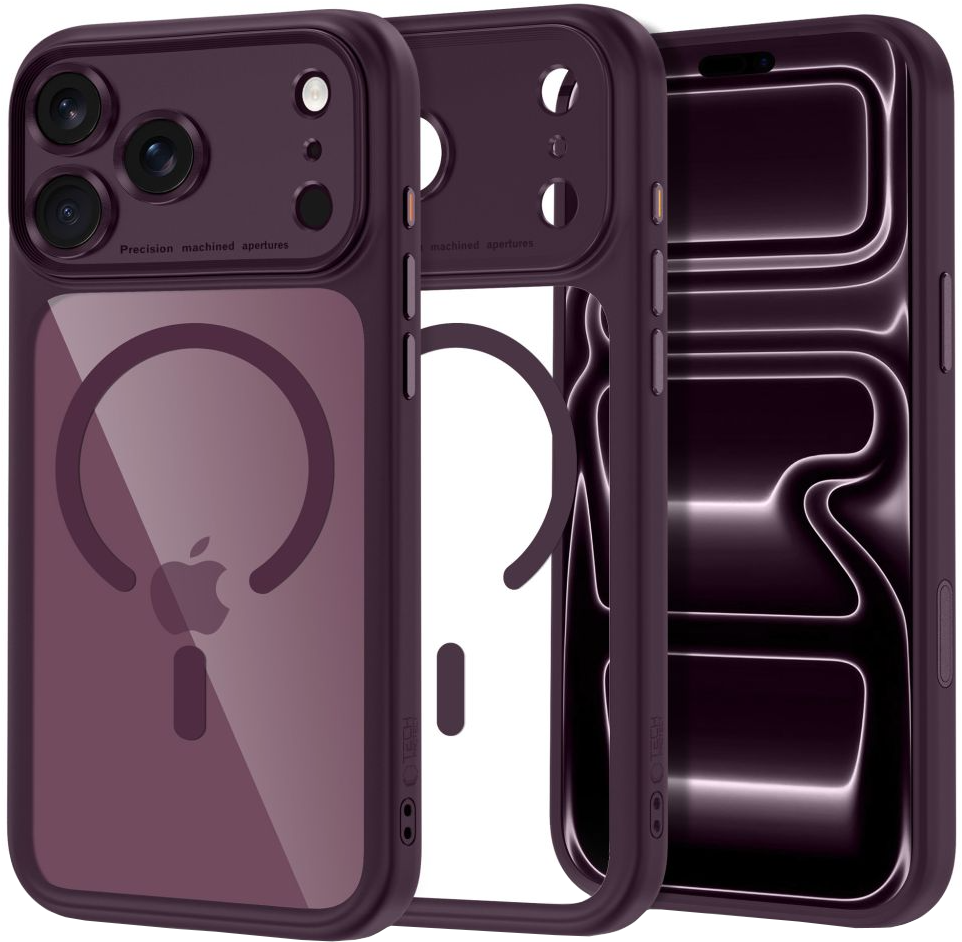 Θήκη MagSafe για Apple iPhone 18 Pro Max / 17 Pro Max, Tech-Protect, MagPeak CC, Διάφανο Βυσσινί
