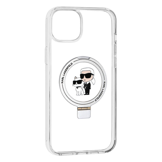 Θήκη MagSafe για Apple iPhone 15 Plus, Karl Lagerfeld, Ringstand Karl and Choupette, Λευκή