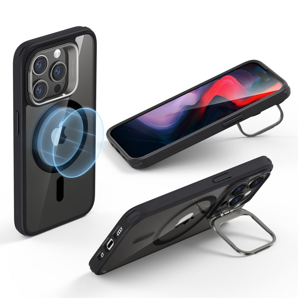 Θήκη MagSafe για Apple iPhone 15 Pro, ESR, Classic Hybrid Kickstand, Διάφανη Μαύρη