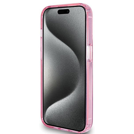 Θήκη MagSafe για Apple iPhone 15 Pro, Guess, IML Ring Stand Glitter, Ροζ