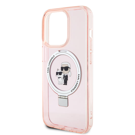 Θήκη MagSafe για Apple iPhone 15 Pro, Karl Lagerfeld, Ring Stand Karl & Choupette, Ροζ