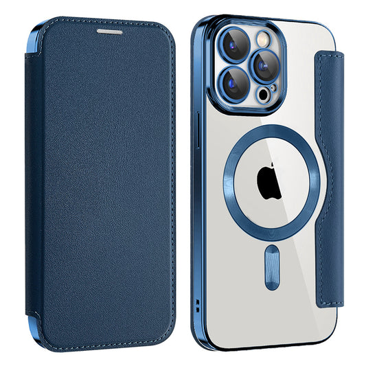Θήκη MagSafe για Apple iPhone 15 Pro Max, Techsuit, SmartMag Book, Μπλε