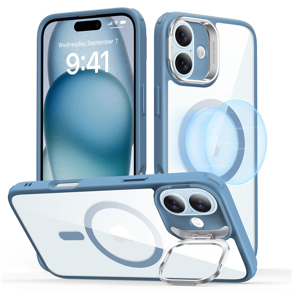 MagSafe Case for Apple iPhone 16, ESR, Classic Hybrid Kickstand, Transparent Blue