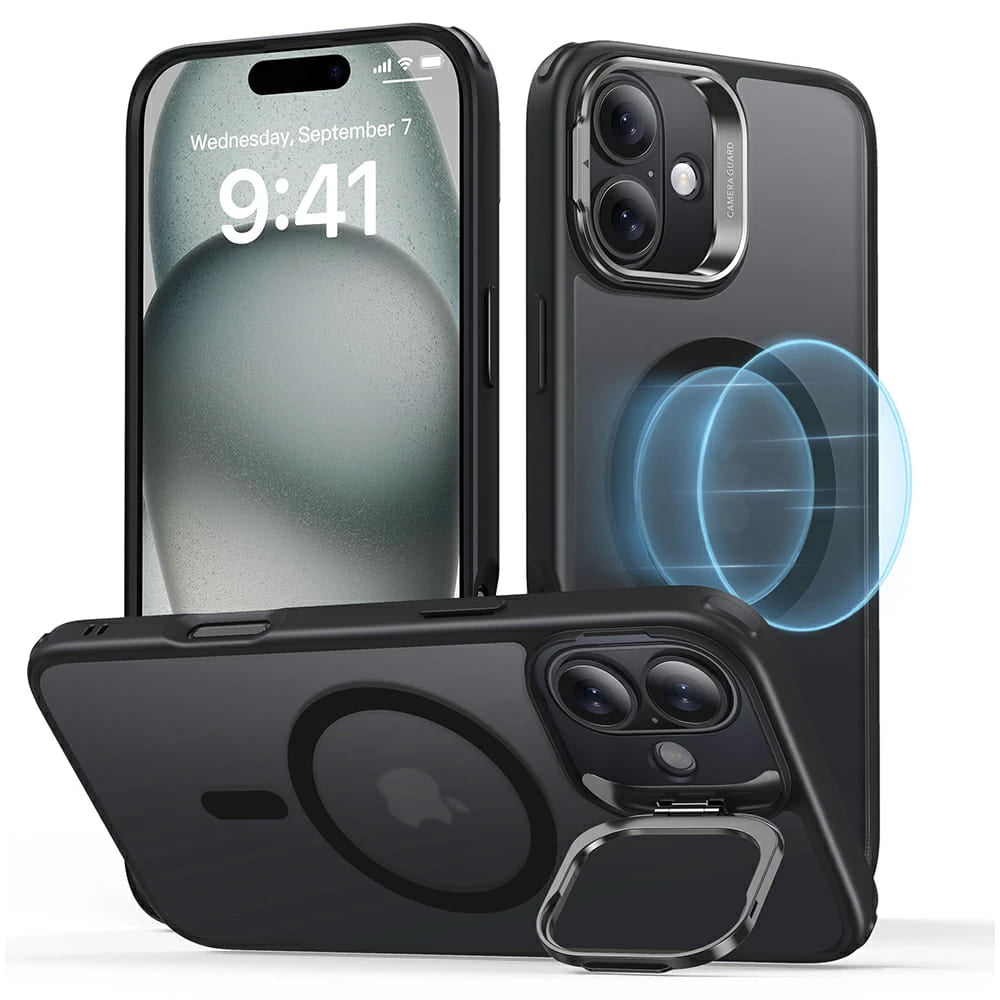 MagSafe Case for Apple iPhone 16, ESR, Classic Hybrid Kickstand, Satin Black