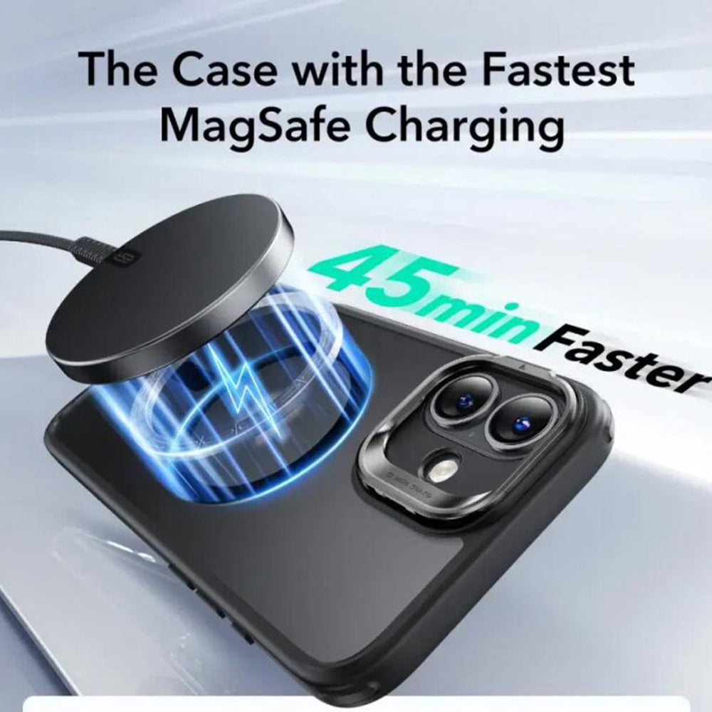 MagSafe Case for Apple iPhone 16, ESR, Classic Hybrid Kickstand Slide, Satin Black