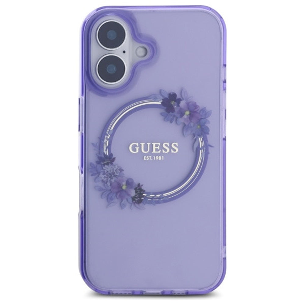 Θήκη MagSafe για Apple iPhone 16, Guess, IML Flowers Wreath, Ροζ