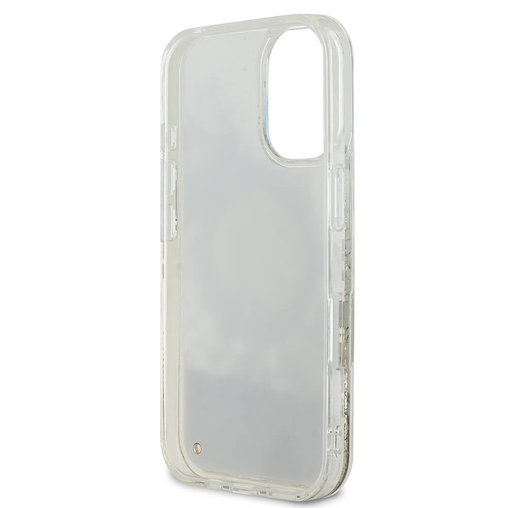 Θήκη MagSafe για Apple iPhone 16, Guess, Liquid Glitter Flower, Μπεζ