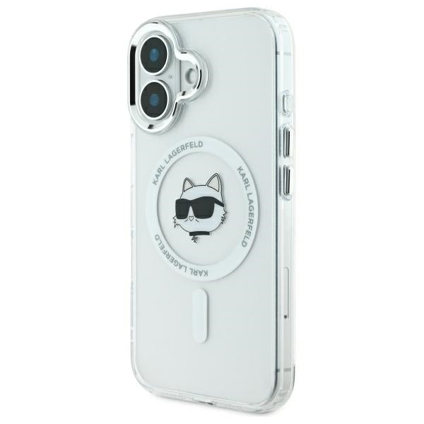 Θήκη MagSafe για Apple iPhone 16, Karl Lagerfeld, IML Metal Choupette's Head, Λευκή