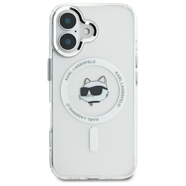 Θήκη MagSafe για Apple iPhone 16, Karl Lagerfeld, IML Metal Choupette's Head, Λευκή