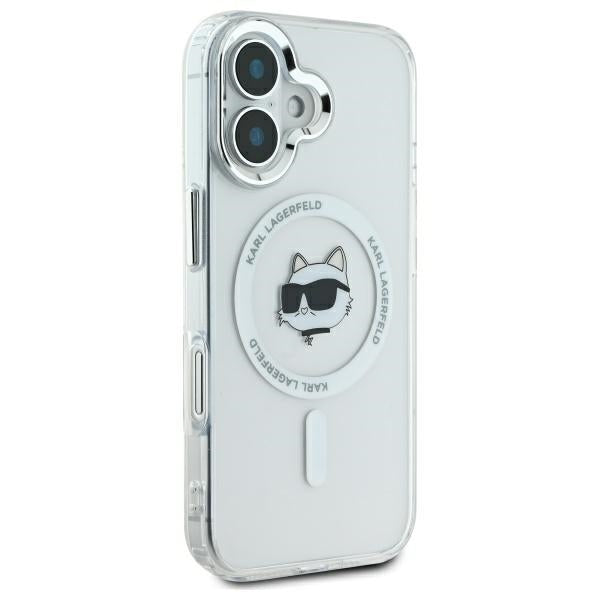Θήκη MagSafe για Apple iPhone 16, Karl Lagerfeld, IML Metal Choupette's Head, Λευκή