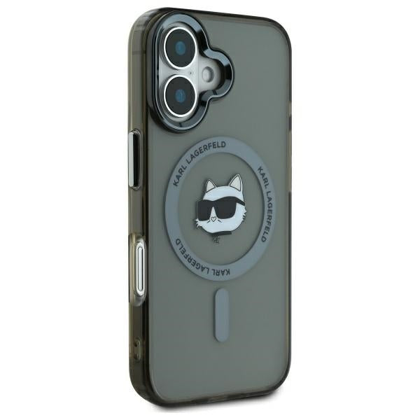 MagSafe Case for Apple iPhone 16, Karl Lagerfeld, IML Metal Choupette's Head, Black