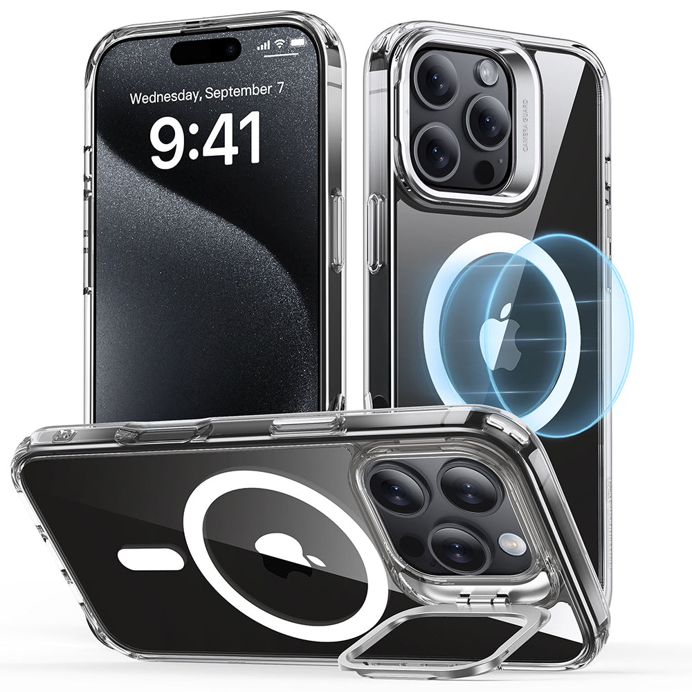 MagSafe Case for Apple iPhone 16 Pro, ESR, Classic Hybrid Kickstand, Transparent Gray