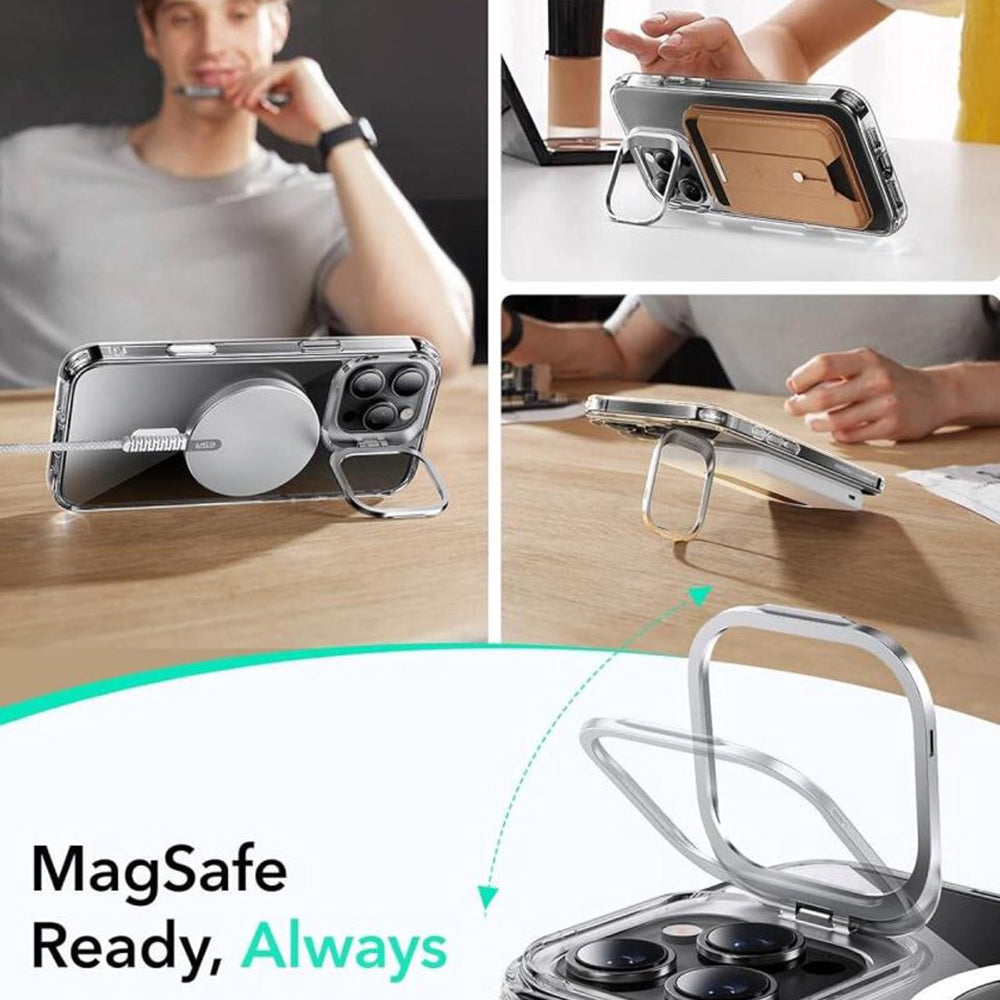 MagSafe Case for Apple iPhone 16 Pro, ESR, Classic Hybrid Kickstand Slide, Transparent