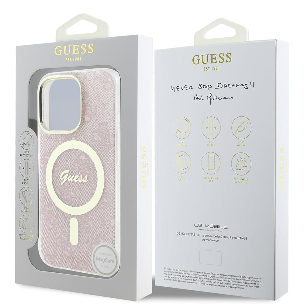 MagSafe Case for Apple iPhone 16 Pro, Guess, IML 4G, Pink