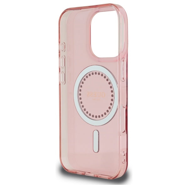 MagSafe Case for Apple iPhone 16 Pro, Guess, IML Rhinestone, Pink