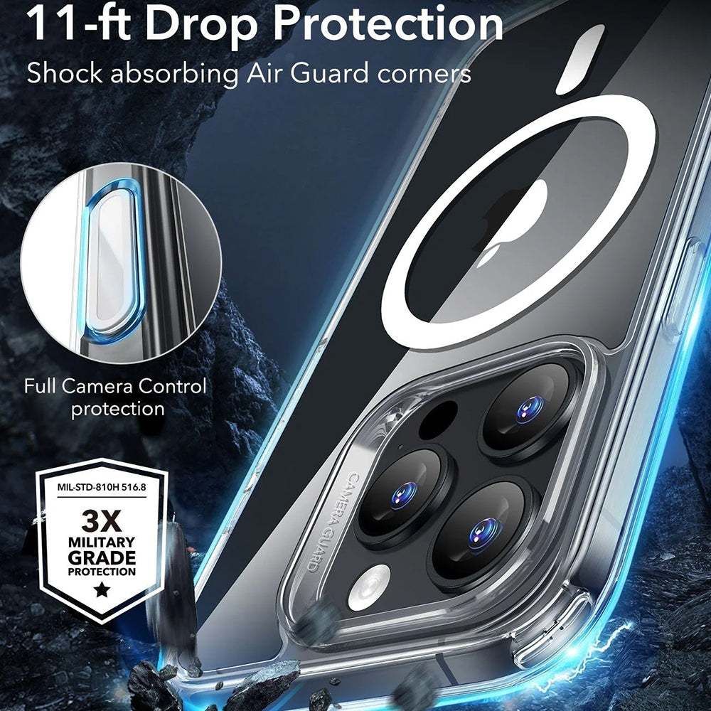 MagSafe Case for Apple iPhone 16 Pro Max, ESR, Classic Hybrid Slide, Black Transparent