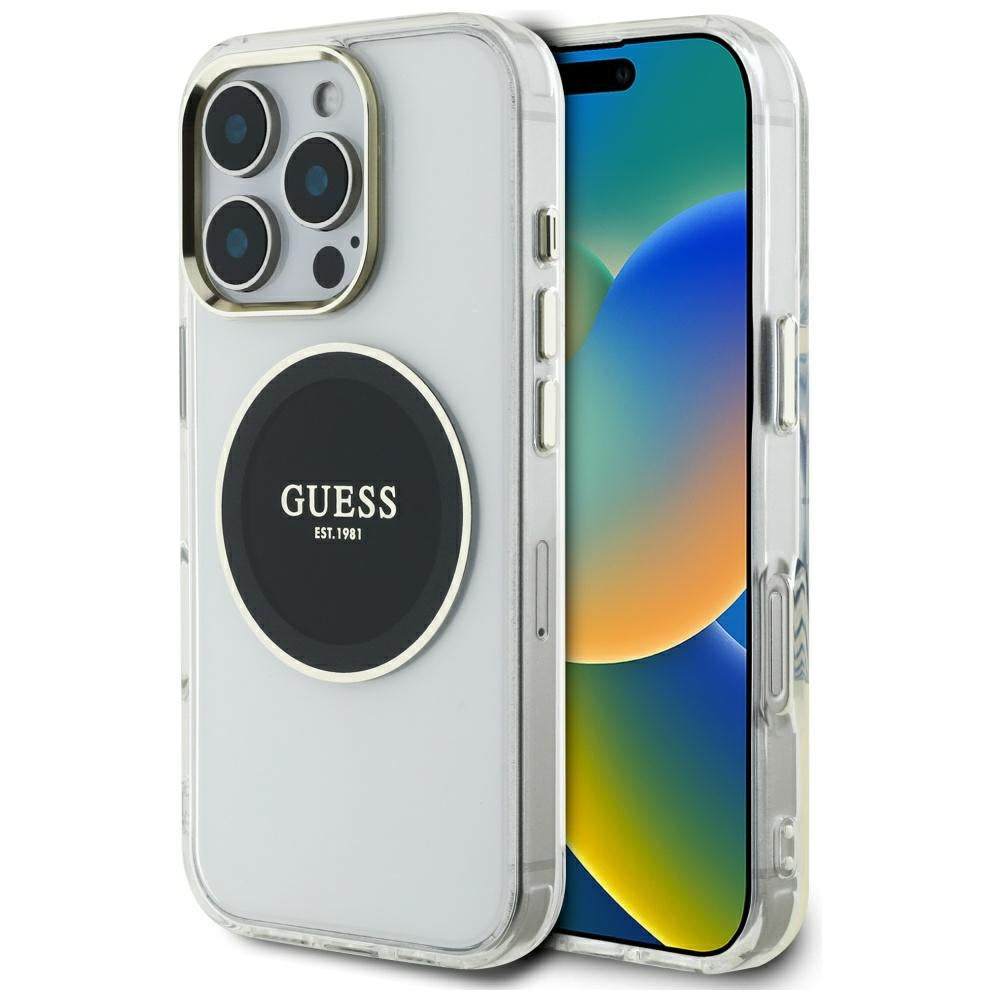 Θήκη MagSafe για Apple iPhone 16 Pro Max, Guess, IML Metal Colored Circle, Μαύρη