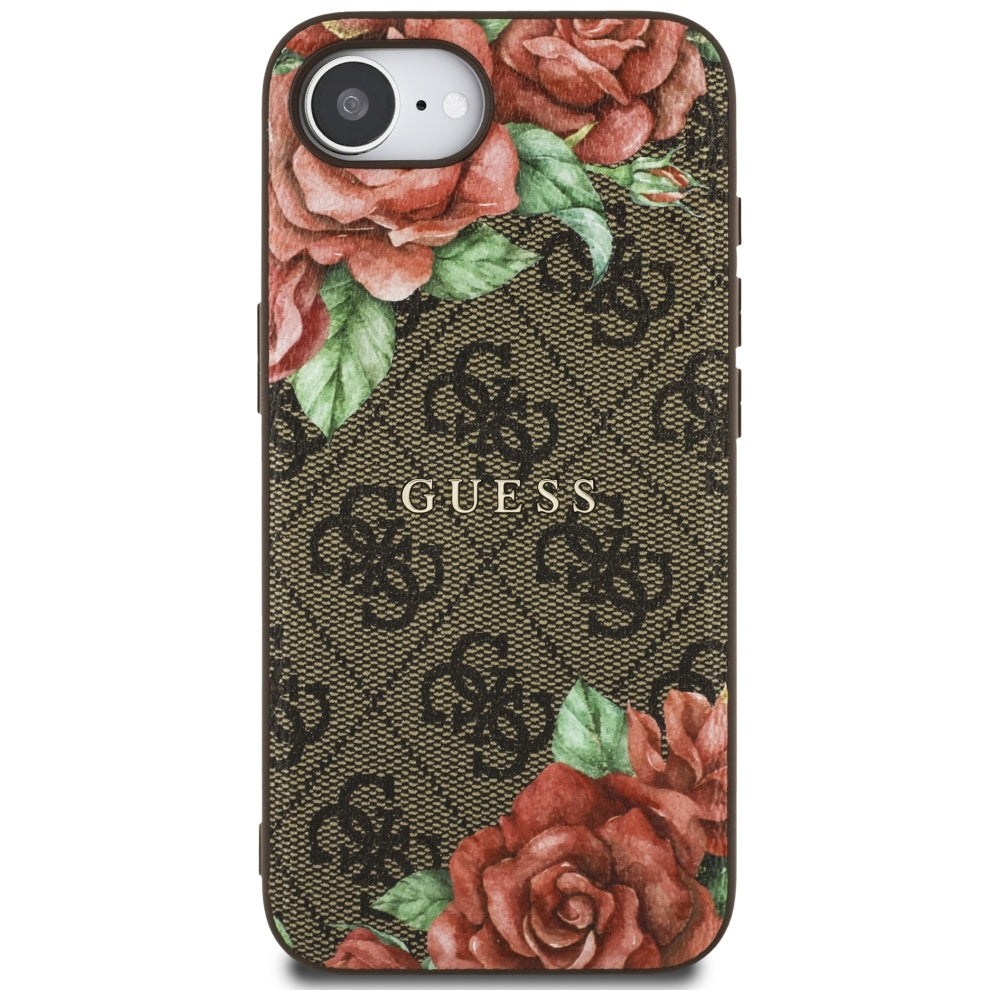 Θήκη MagSafe για Apple iPhone 17e / 16e, Guess, 4G Flowers Print, Καφέ