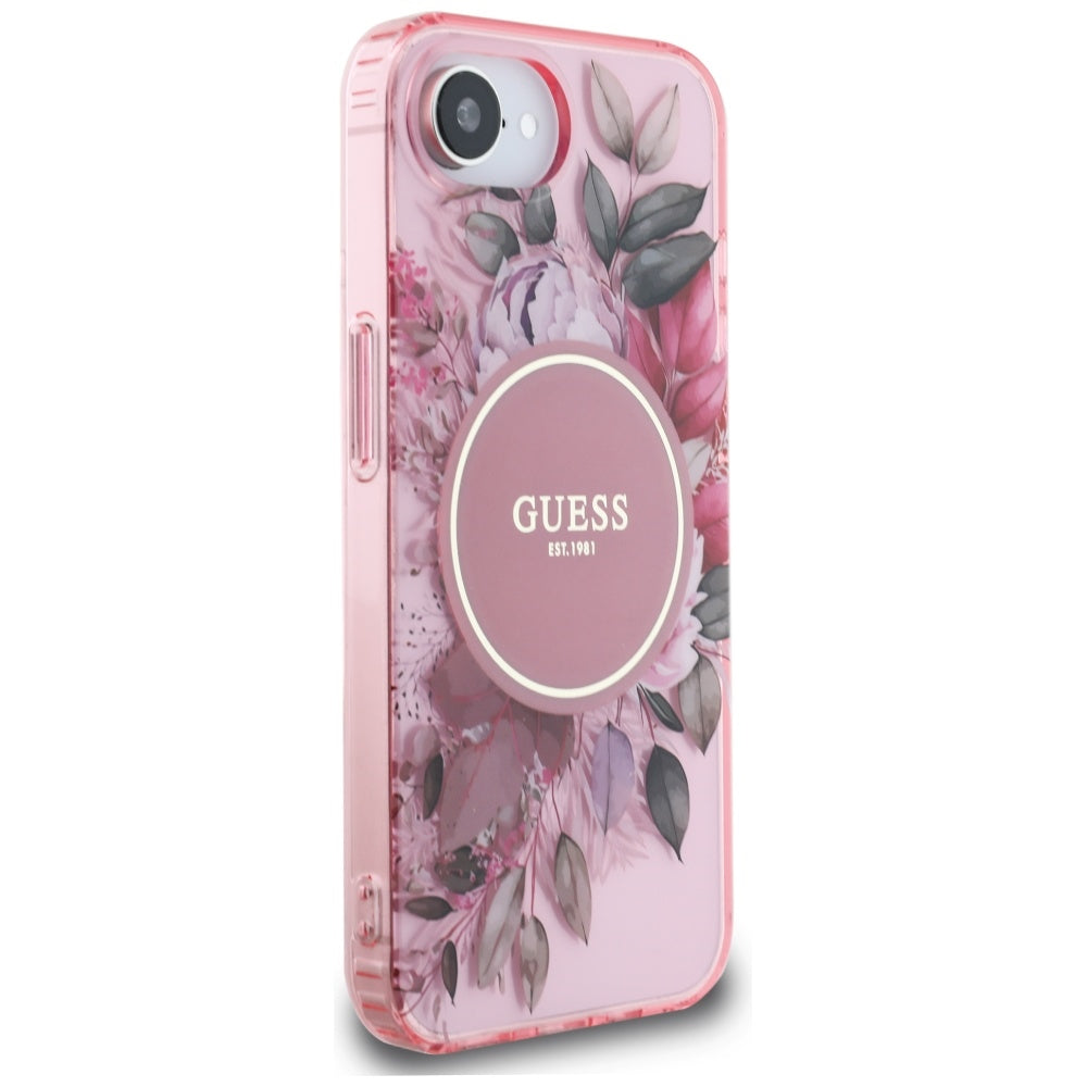 Θήκη MagSafe για Apple iPhone 17e / 16e, Guess, IML Flowers, Ροζ