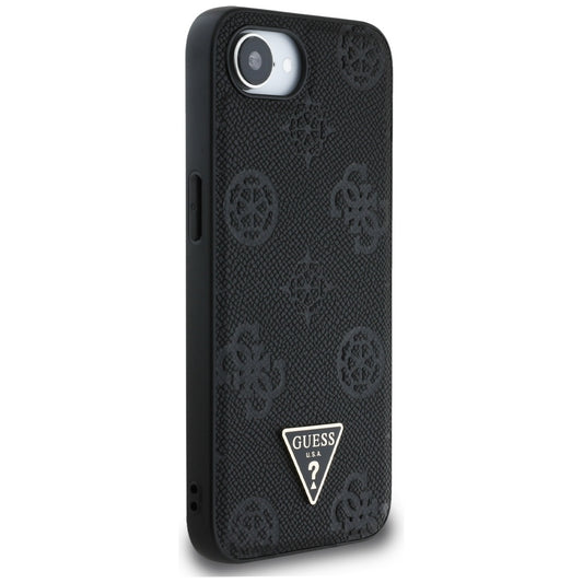 Θήκη MagSafe για Apple iPhone 17e / 16e, Guess, Peony Grained Hot Stamp Triangle, Μαύρη