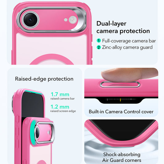 MagSafe Case for Apple iPhone 17 Air, ESR, Classic Hybrid Kickstand, Satin Pink