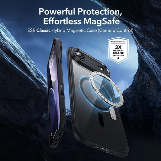 Θήκη MagSafe για Apple iPhone 17 Air, ESR, Classic Hybrid με Προστατευτικό Οθόνης, Διάφανη Μαύρη