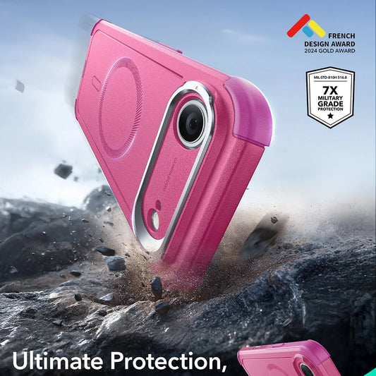 MagSafe Case for Apple iPhone 17 Air, ESR, Cyber Armor Kickstand, Pink