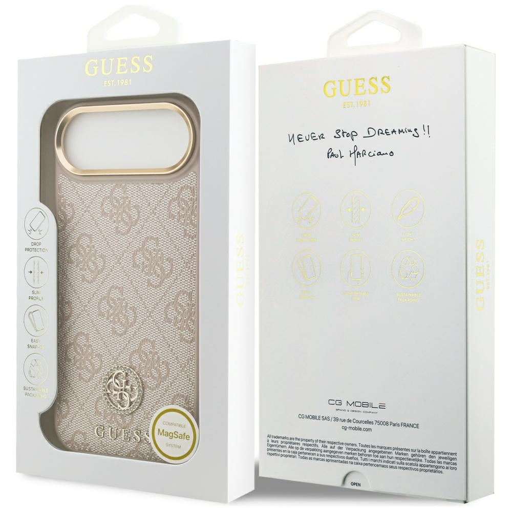 Θήκη MagSafe για Apple iPhone 17 Air, Guess, 4G Strass Logo, Ροζ