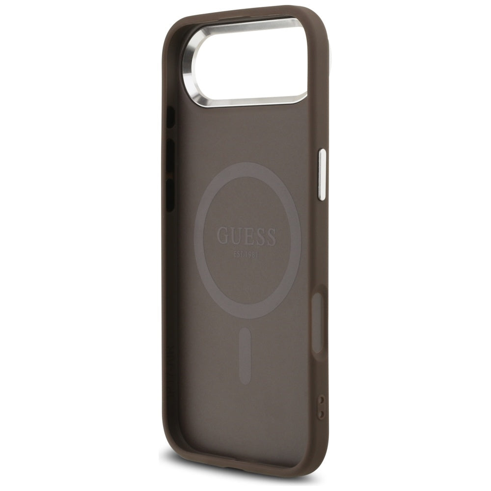 MagSafe Case for Apple iPhone 17 Air, Guess, 4G Triangle Logo, Silver Brown